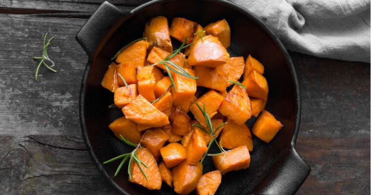 Calabaza asada con especias y miel en freidora de aire